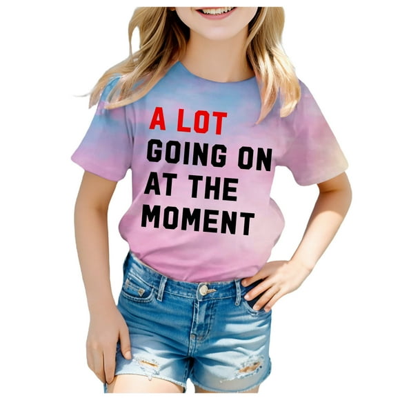 Icvfdpl Taylor Swift Tshirt Girls,Short Sleeve Tee Summer Crewneck T Shirt Casual Fit Basic Shirts For Music Concert 6-7 Years,Trendy Girls Tshirts