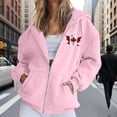 thumbnail image 2 of Certgust Essentials Hoodie Womens Letter Print Zip Hoodie Drawstring Casual Sweatshirt Long Sleeve Top with Pockets Oversized Fall Jacket for Layered Everyday Outfits, 2 of 5