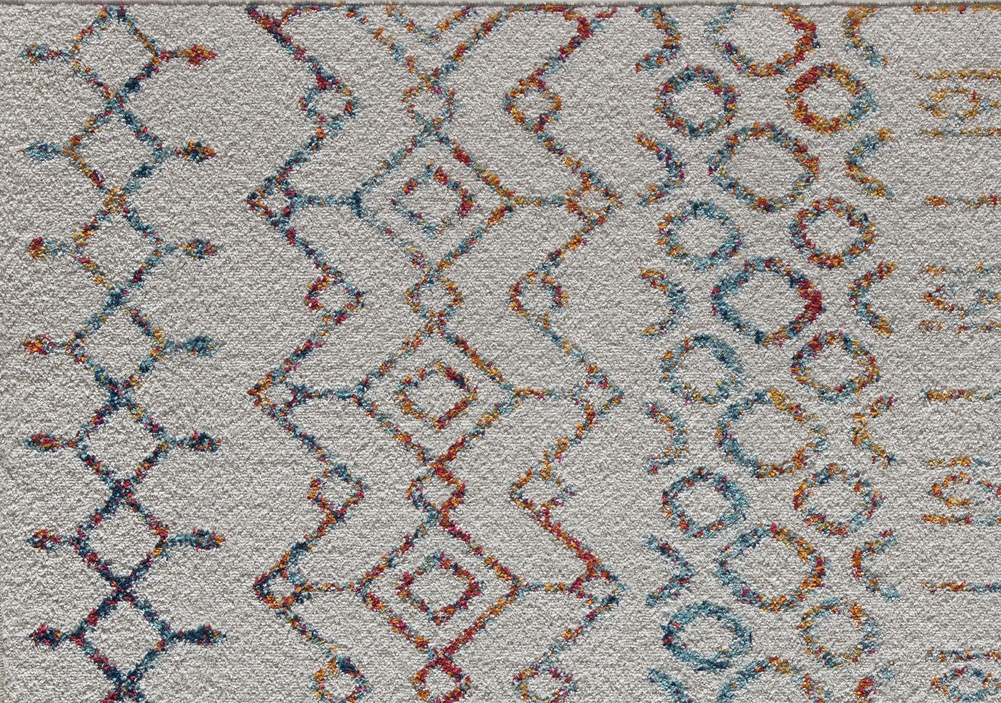 Mason Brooks Ryder KN40A Festive Brilliance Moroccan Tribal White Area Rug, 5'0" x 7'0"