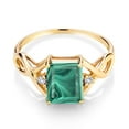 thumbnail image 2 of Gem Stone King 3.58 Ct Green Malachite White Created Sapphire 18K Yellow Gold Plated Silver Ring (Size 6), 2 of 5