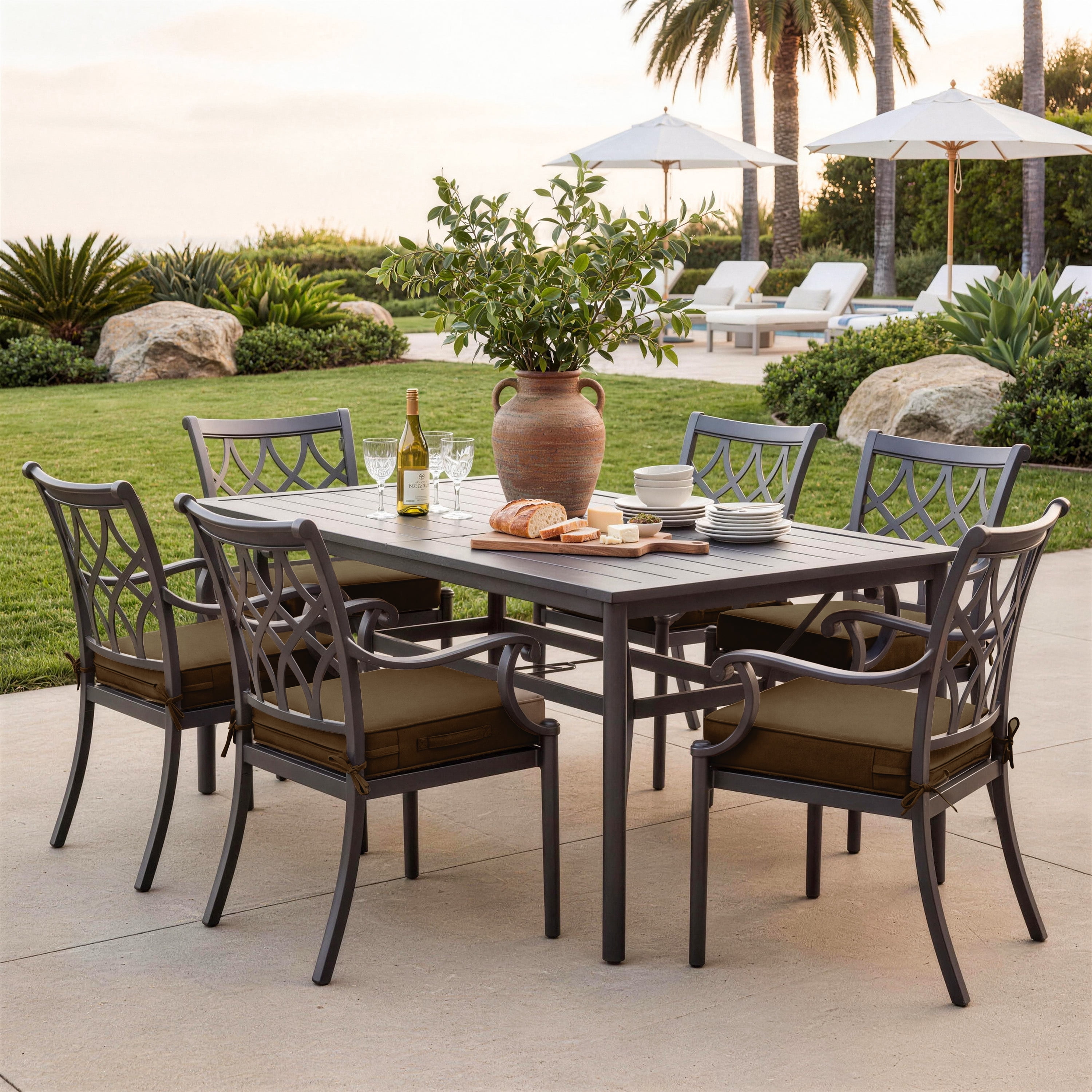 Kimunuk 4Pcs Outdoor Slipcovers for Chair Cushions , 19" x 19" Replacement Waterproof Non-Slip Patio Seat Cushion Covers with Handle,Chocolate