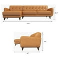 thumbnail image 7 of ASHCROFT Elva Mid Century L-Shaped Genuine Leather Left Facing Chaise Sectional, Light Brown Tufted Tight Back Sectional Sofa for Living Room Waiting Area Office Apartment Dorm Home, Tan, 7 of 7