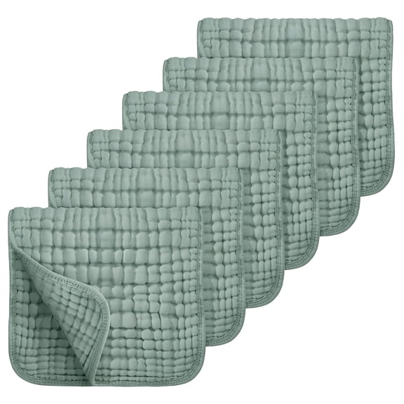 AUQ Muslin Burp Cloths 100% Cotton Large 20''x10'' Extra Soft and Absorbent 6 Pack Baby Burping Cloth for Boys Girls (Dark Green)
