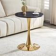 thumbnail image 2 of JUFU 24" Round Dining Table, Small Round Dining Table with MDF Wood Top and Metal Pedestal Base, Mid Century Modern Tulip Table for Kitchen, Small Space Bistro Table Black, 2 of 7