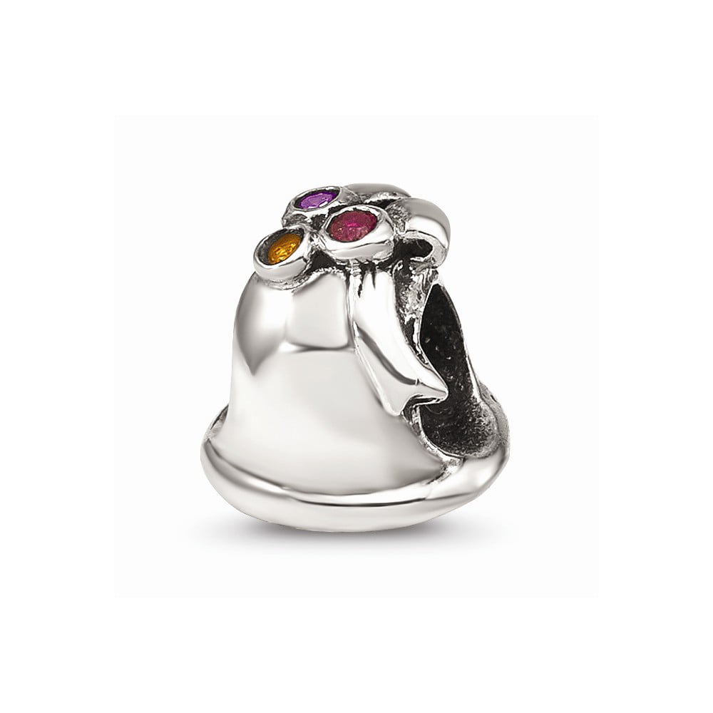 HEART WITH BOW AND WEDDING BELL .925 Solid Sterling Silver European Bead Charm 