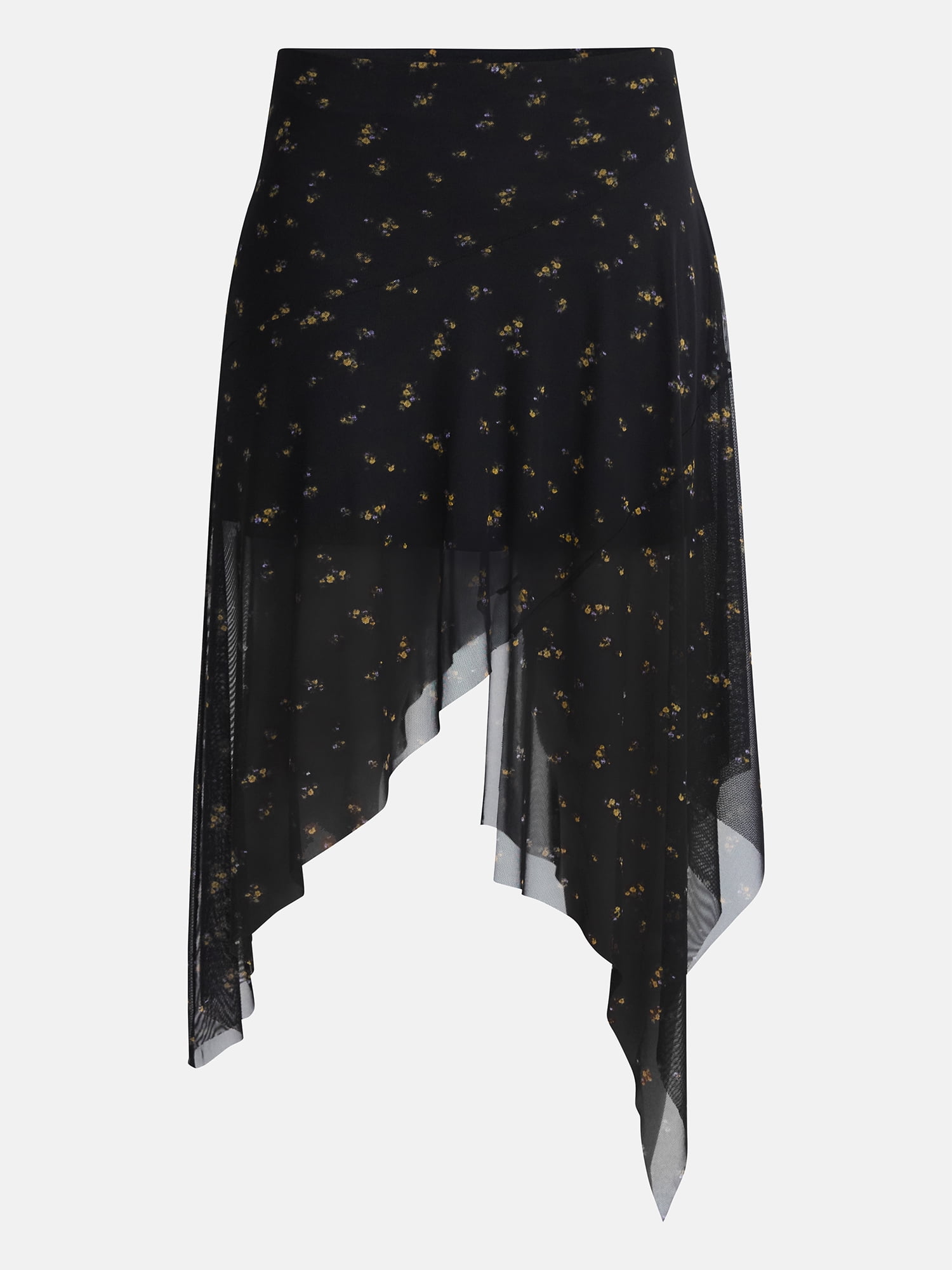 No Boundaries Asymmetrical Mesh Midi Skirt, Women's XXS-XXL