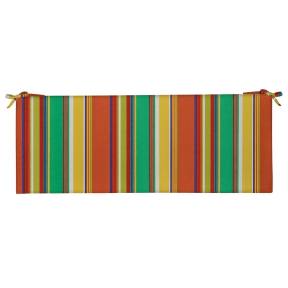 RSH Décor Indoor Outdoor Foam Bench Cushion with Ties, 72” x 18” x 3", Bright Colorful Stripe