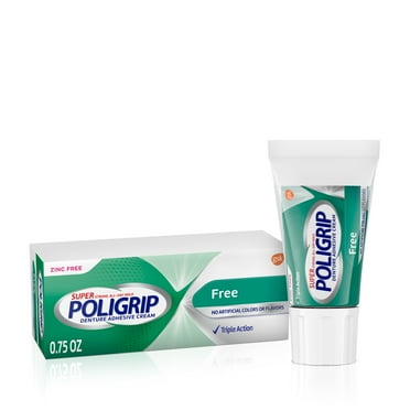 Super Poligrip Zinc Free All-Day Hold Travel Size Denture Adhesive Cream, 0.75 Oz, for Adults