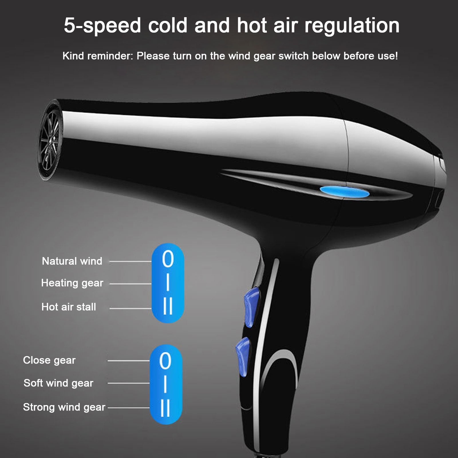 Hair Dryer, Blown Away Ionic Hair Dryer for Hair with Diffuser, Fast Drying Blow Dryer, Attachments for All Hair Types, Light and Quiet Travel Hairdryer