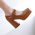 thumbnail image 6 of Mary Jane Shoes Women,Elegant Women Heels Retro Square Toe Dressy Fashion Mary Jane Shoes for Formal Events,Black Mary Janes,02 Brown,6.5, 6 of 8
