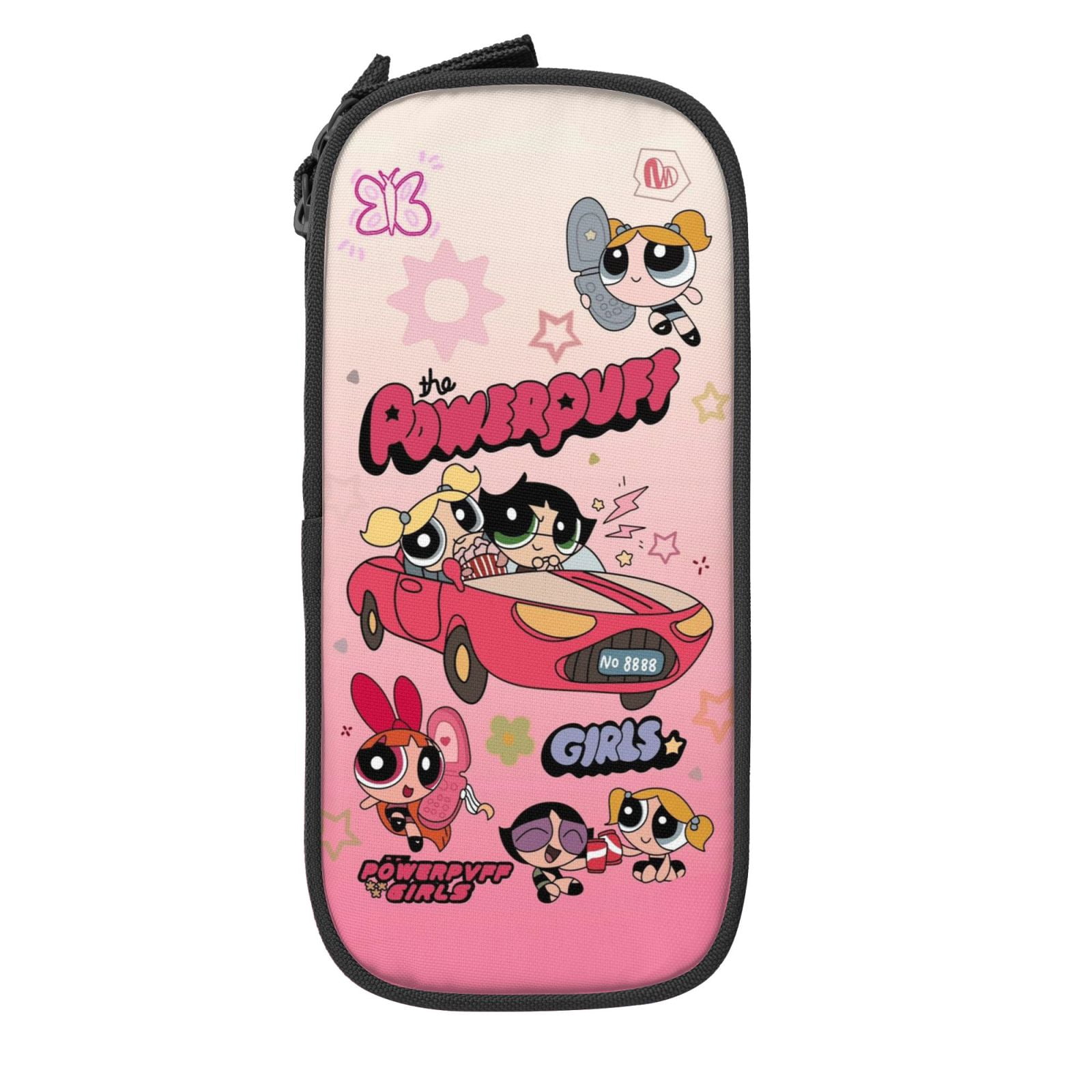The Powerpuff Gi-rls Pencil Case Large Capacity Pencil Pouch Penbag Office Stationery Organizer Travel Makeup Bag Black