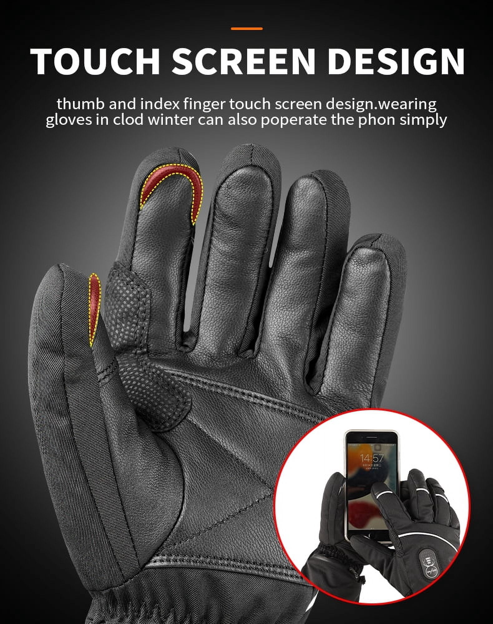 SNOW DEER Upgraded Heated Gloves Men Women,Ski Motorcycle Electric Battery Mittens Gloves