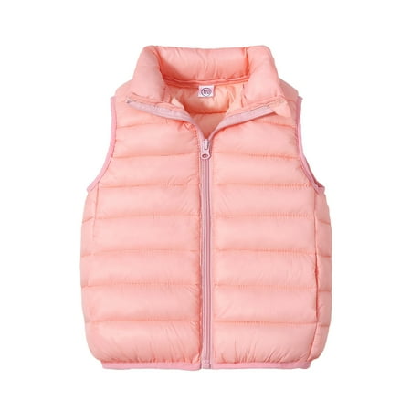 

Kopltyrfg Kids Boys Girls Down Vest Sleeveless Coat Lightweight Warm Quilted Gilet Winter Snow Outerwear Pink 110
