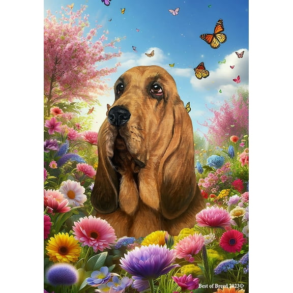 Bloodhound - Best of Breed Spring Butterfly Outdoor Garden Flag 12" x 17" Mailbox Flag