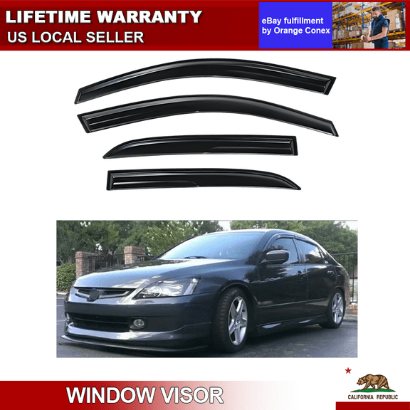 Celepoir For 2003-2007 Honda Accord 4-Door Sedan Window Visors Sun Rain Guards Deflector