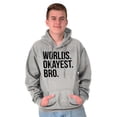 thumbnail image 5 of Worlds Okayest Bro Sibling Brother Hoodie Hooded Sweatshirt Men Brisco Brands L, 5 of 5