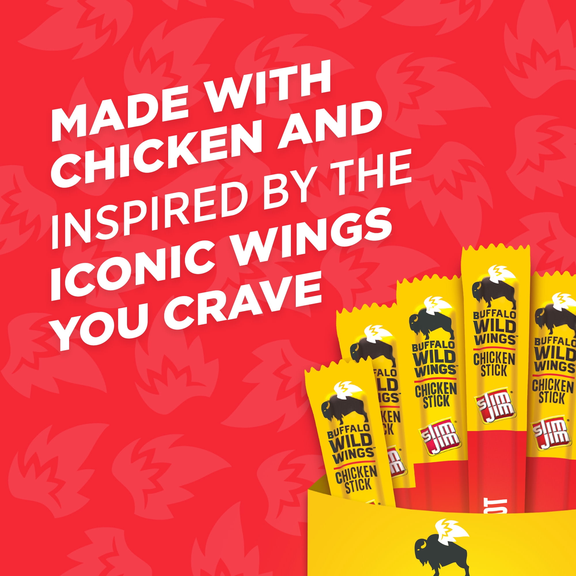 Slim Jim Giant Chicken Sticks, Buffalo Wild Wings Hot, 6g Protein per Stick, 0.97oz.