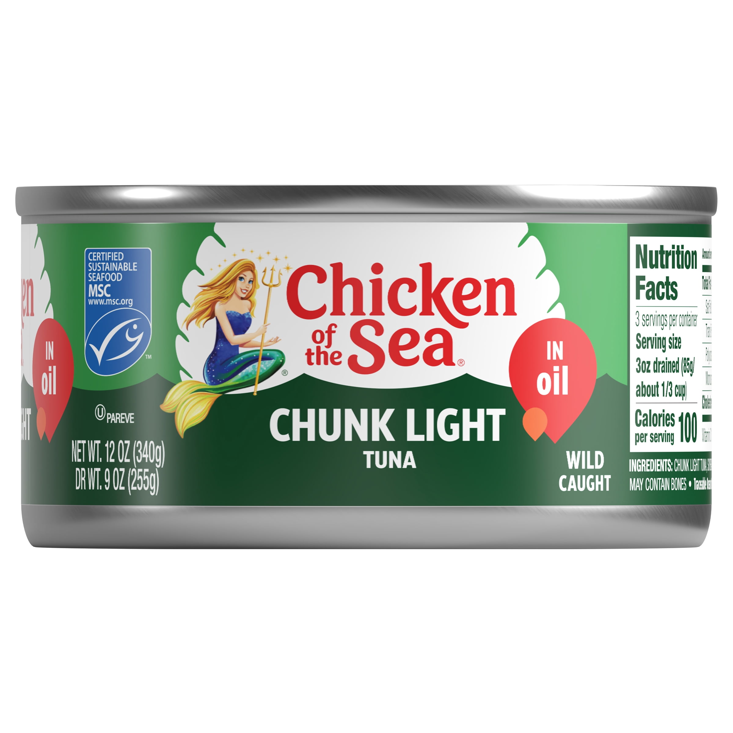(8 pack) Chicken of the Sea Chunk Light Tuna in Oil 12 oz