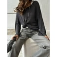 thumbnail image 3 of Womens Summer Scoop Neck Short Sleeve Sweater Casual Knit Tops Pullover Shirts Grey L, 3 of 4