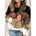 thumbnail image 3 of Asyoly Women Color Block Striped Sweater Long Sleeve Crewneck Knit Pullover Winter Casual Loose Jumper Soft Warm Tops, 3 of 6