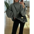 thumbnail image 6 of Women'S Fall Turtle Neck Oversized Sweaters Long Sleeve Chunky Knit Pullover Tops Winter Fashion Clothes Grey S, 6 of 9