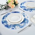 thumbnail image 4 of 15.4" Round Placemat Set of 4 Polyester Fabric Place Mats Non-Slip Dining Kitchen Table Mats for Kitchen Party Decor Watercolor Blue Flowers, 4 of 5