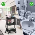 thumbnail image 4 of Ollieroo 3-Tier Metal Rolling Utility Cart Multi-function Organizer Shelf Kitchen Organizer Rack Tower Rack with Wheels Trolley Cart, Black, 4 of 8