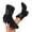 Black, variant on Women Western Ankle Boots, Block Heel Metal Buckle Rear Zip Non Slip Booties, Stacked Mid Calf Casual Concert Festival Slouch Cowgirl Short Calf Boots Black 37