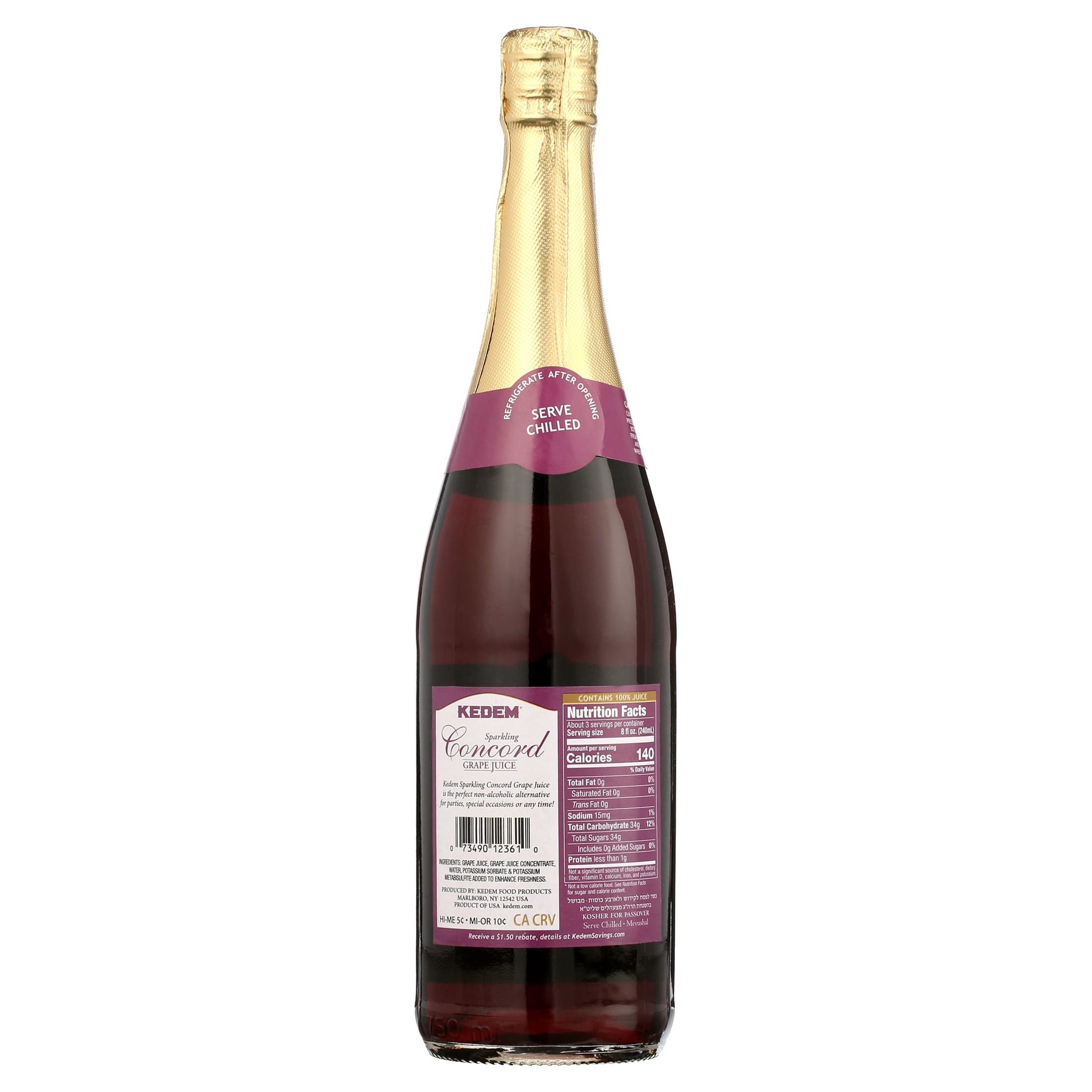 (12 pack) Kedem Concord Sparkling Grape Juice, 25.4floz