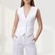 thumbnail image 3 of Chaleco Chaleco básico con cuello en V Estilo casual Traje de trabajo de oficina simple para mujer (Blanco L) Ygjytge Blanco T L para Mujer, 3 of 5