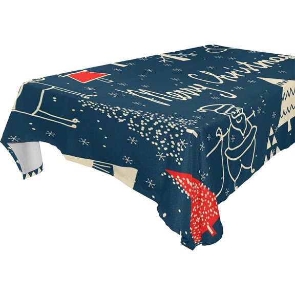 SKYSONIC Christmas Tree Tablecloth Waterproof Washable Polyester Square Table Cover Durable Tablecloth for Kitchen Dining Table Party Decor (60 X 108 Inch)