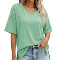 thumbnail image 7 of Summer V Neck Women Short Sleeved Solid T Shirt Tops, 7 of 7