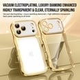 thumbnail image 3 of Dteck For iPhone 13 Pro Plating Cute Wave Frame Case with Luxury Bling Diamonds Sparkly Rhinestone for Women Girls Shockproof Slim Back Protective Phone Case, Gold, 3 of 7