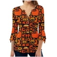 thumbnail image 1 of zanvin Womens tops Liquidation Halloween Imprimé Manches 3/4 Col Rond T-Shirts Basique, Orange, m, 1 of 5
