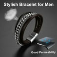 thumbnail image 6 of ChainsProMax Braided Bracelet Leather Bracelet for Men Black Wristbands Bracelets Male Cool Bracelets Goth Bracelets, 6 of 8
