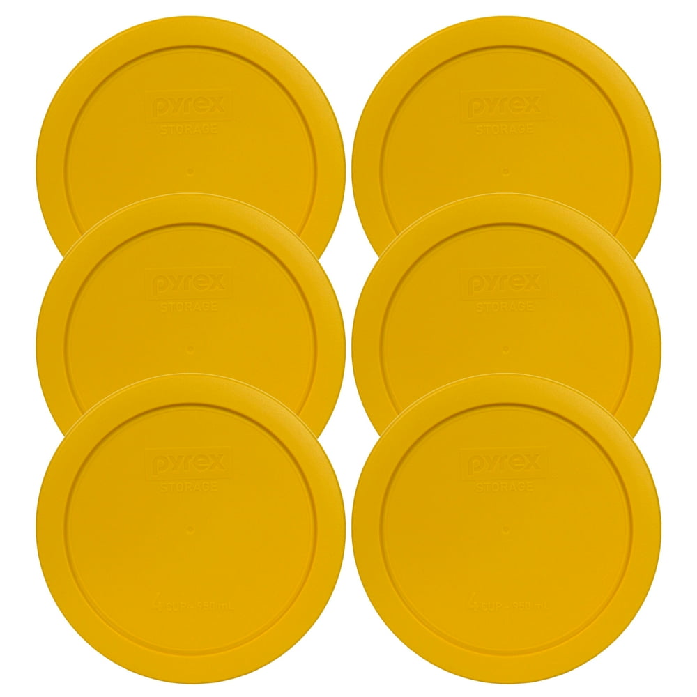 Pyrex Replacement Lid 7201PC Butter Yellow Round Plastic Cover (6Pack