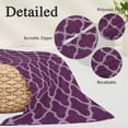 thumbnail image 2 of Dark Purple Moroccan Pillow Covers, Linen Long Throw Pillow Case, Country Abstract Quatrefoil Lattice Holiday Pillow Protector Decorative Cushion Cover for Living Room/Bedroom 24" x 36", 2 of 8