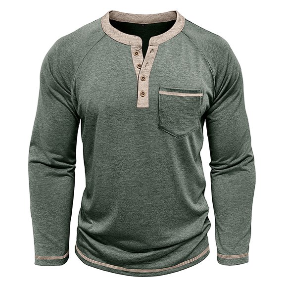 Akiihool Long Sleeve Shirt Cotton Men's Long Sleeve Casual Crewneck T Shirt for Summer Green,L