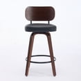 thumbnail image 4 of Hassch Mid-Century Swivel Counter Bar Stools Set of 2, Black Faux Leather Upholstered Seat with Walnut Curved Back & Bentwood Legs & Metal Footrest for Kitchen Island, Dining Room, 4 of 10