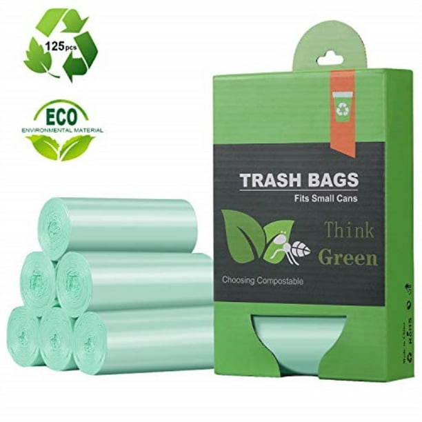 1.2 gallon small trash bags garbage bags, mini compostable strong bathroom  wastebasket can liners trash bags for home office kitchen fit 5 liter 5l,1  gal,green - Walmart.com