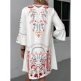 thumbnail image 5 of EASYBRAUS Women V Neck Lace Print Summer Dress Casual Floral Flare Sleeve Short Dress, 5 of 6