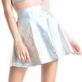 thumbnail image 2 of Babysbule Women Skirts Women's Casual Fashion Shiny Metallic Flared Pleated A-Line Mini Skirt, 2 of 7