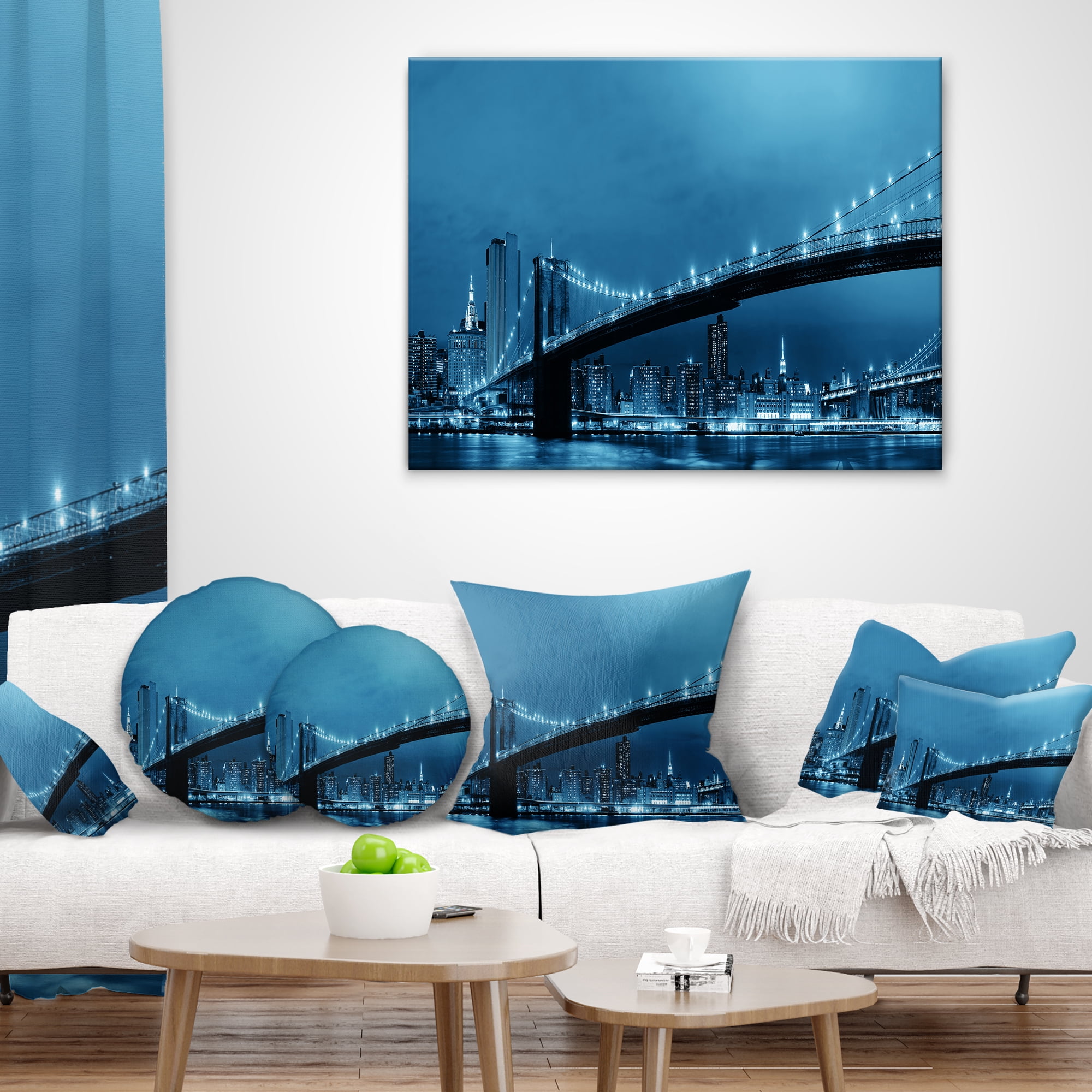 Designart Manhattan Downtown Urban View - Cityscape Throw Pillow - 16x16