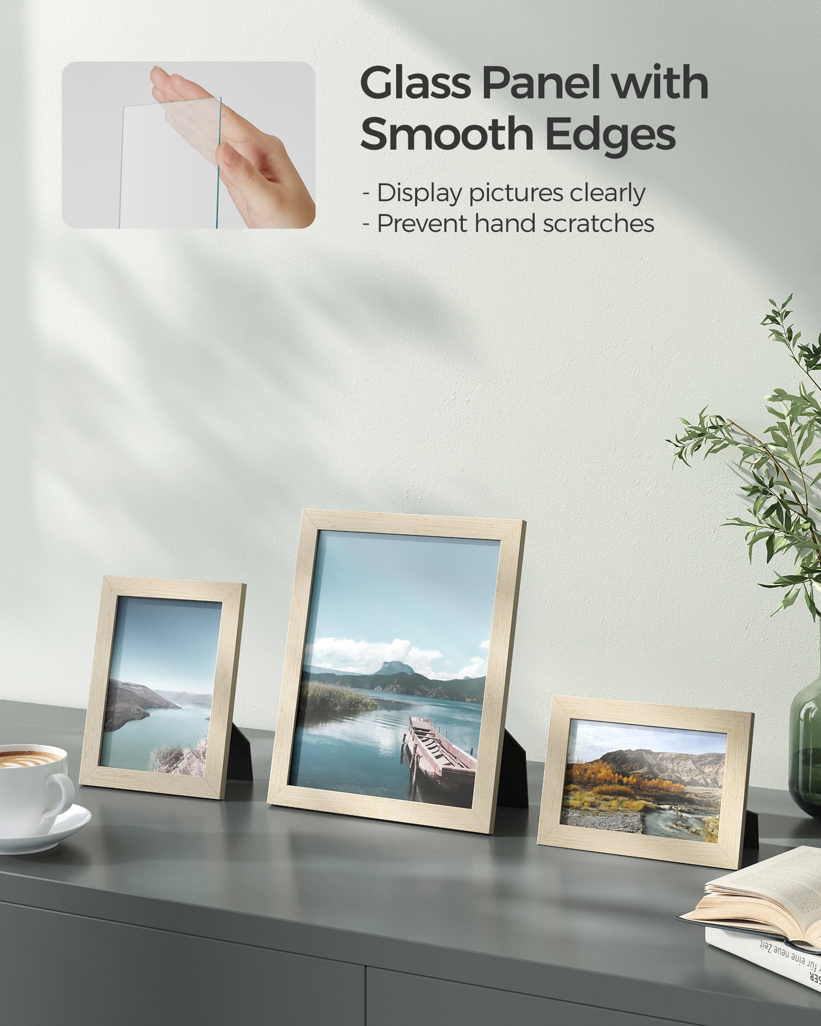 Picture Frames, Collage Picture Frames Set of 10, Two 8x10, Four 5x7, Four 4x6, Photo Frame for Wall Gallery Decor,Natural