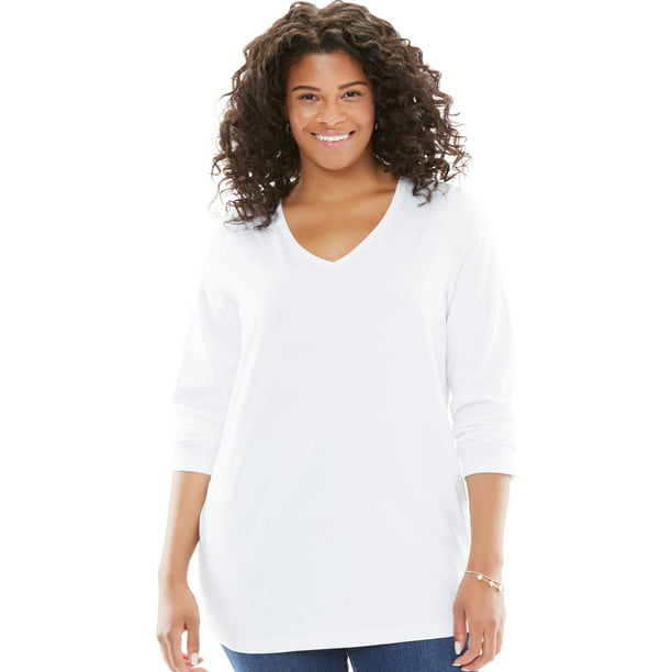Woman Within Plus Size Perfect Long Sleeve Tee T-Shirt - Walmart.com