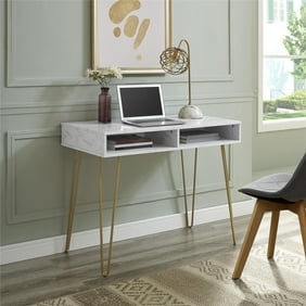 Manor Park Modern Writing Computer Desk Black Faux Marble
