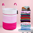 thumbnail image 6 of Pink Large Modern Cotton Laundry Hamper, 58L Aesthetic Organizer for Teen Girls, Collapsible Woven Rope Basket, 6 of 9