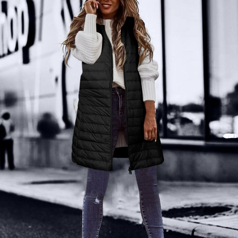 Women's Down Vest Long Winter Thin And Light Down Coat Casual Down Coat  Slim Gilet Quilted Jacket Outdoor Winter Coat Vest With Pockets plus Size  Long Coat plus Size Fashion Vests Long