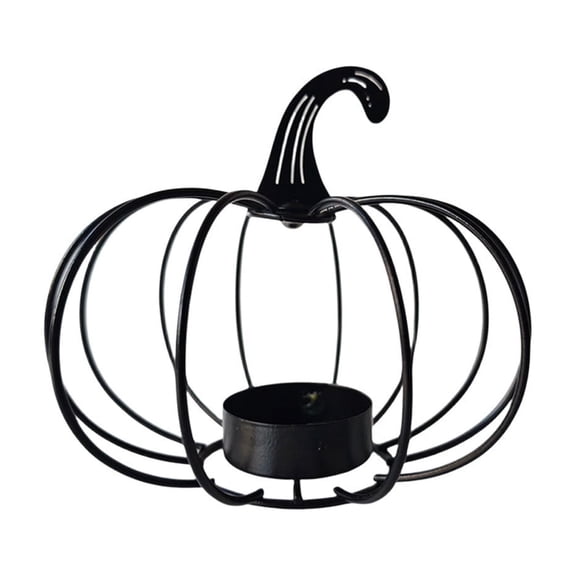 Black Iron Art Halloween Pumpkin Candle Holders Tabletop Decor For Romantic Dining Harvests Season