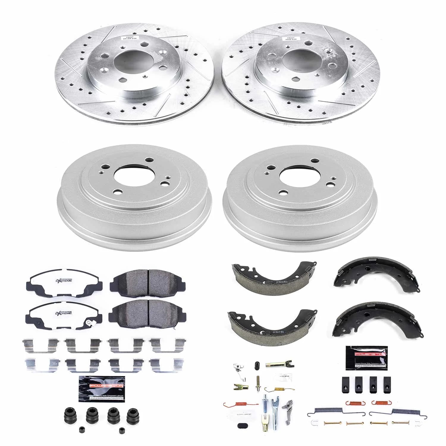 PowerStop Front and Rear Z26 Street Warrior Brake Pad Rotor Drum and Shoe Kit Fits: HONDA Select Models K15086DK-26